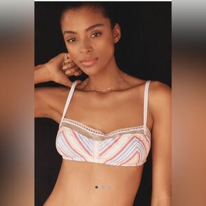 Lace-Trim Cotton Shelf Bralette L